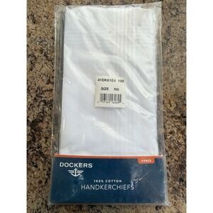 DOCKERS Set of 9 White Full Size Absorbant Handkerchiefs 100 Cotton-NEW-SEALED